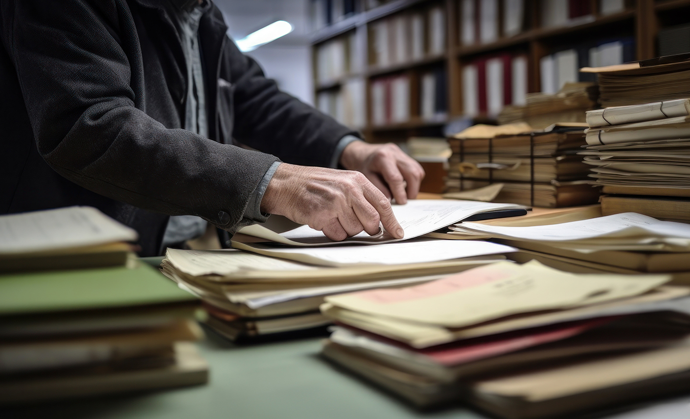 Notaire triant des documents importants